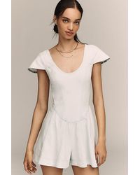 By Anthropologie - Corset Denim Playsuit - Lyst