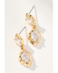 By Anthropologie - Double-Crystal Drop Post Earrings - Lyst