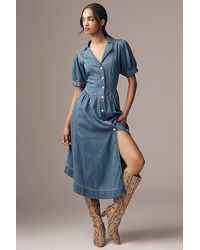 Pilcro - Short-sleeve Denim Midi Shirt Dress - Lyst