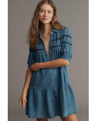 Maeve - The Leandra Shirred Yoke Mini Dress By - Lyst