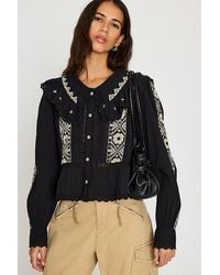 By Anthropologie - Long-Sleeve Embroidered Blouse - Lyst