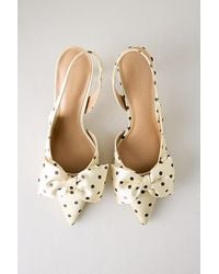 By Anthropologie - Polka Dot Satin Bow Slingback Heels - Lyst
