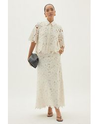By Anthropologie - Cutwork Floral Maxi Skirt - Lyst