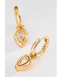 By Anthropologie - Pear Crystal Huggie Hoop Earrings - Lyst
