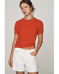 Pilcro - The Bennie Cotton-Slub Crew-Neck T-Shirt By Puff-Sleeve Edition - Lyst