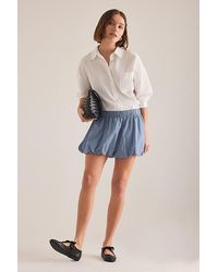Maeve - Cotton Bubble-Hem Shorts - Lyst