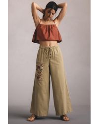 Pilcro - Embroidered Pull-on Trousers - Lyst