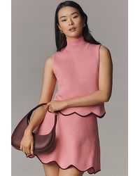 Maeve - Scalloped-Hem Knit Mini Skirt - Lyst