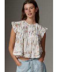 Pilcro - Short-Sleeve Pleated Babydoll Blouse - Lyst