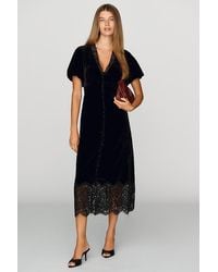 By Anthropologie - The Katerina Velvet Button-Front Dress - Lyst