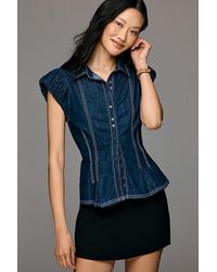 Pilcro - Denim Puff Sleeve Top - Lyst
