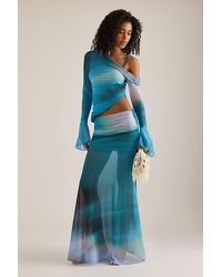 Feners - Susurro Ruched Drop-Waist Mesh Maxi Skirt - Lyst