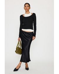 By Anthropologie - Satin Bias Midi Slip Skirt - Lyst