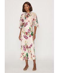 By Anthropologie - Casey Cape Overlay Satin Midi Dress - Lyst