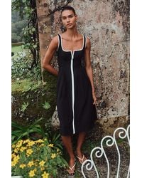 mini 60s dress 1960’s Black & Silver Thalassa Faux Leather Midi boho wedding dresses Color:Rosewood and contrasting white trim