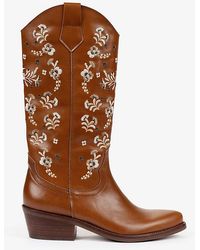 Penelope Chilvers - Goldie Embroidered Leather Cowboy Boots - Lyst