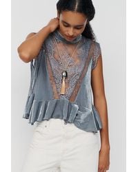 By Anthropologie - Harmony Velvet Lace Peplum Blouse - Lyst