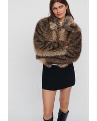 Maeve - Cropped Faux-Fur Coat - Lyst
