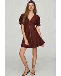 Pilcro - Zip-Front Faux-Suede Mini Dress - Lyst