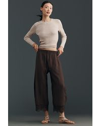 By Anthropologie - Reverie Cropped Lace-Hem Trousers - Lyst