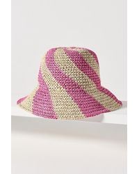 By Anthropologie - Swirl Stripe Woven Bucket Hat - Lyst
