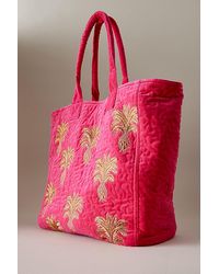 Elizabeth Scarlett - Pineapple Embroidered Quilted Tote Bag - Lyst