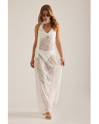 Away That Day - Sheer Lace Scarf Maxi Dress - Lyst