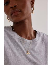 Tilly Sveaas - Silver Belcher Chain T-bar Necklace - Lyst