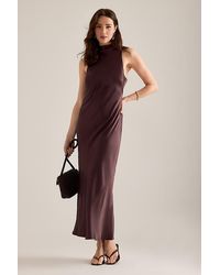 By Anthropologie - Milly Satin High-Neck Midi Dress - Lyst
