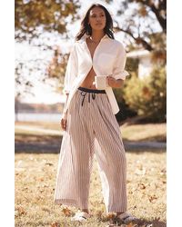 By Anthropologie - Mixed Stripe Wide-Leg Pyjama Trousers - Lyst