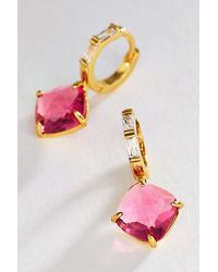By Anthropologie - Gemstone Huggie Hoop Earrings - Lyst