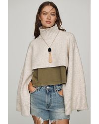 By Anthropologie - Funnel-Neck Cropped Shrug Poncho - Lyst