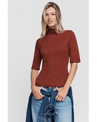 Pilcro - Hartley Wool-Blend Tissue Weight Mock-Neck Top - Lyst