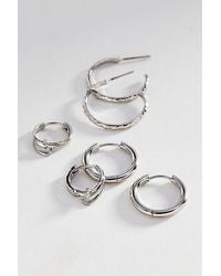 By Anthropologie - Textured Hoop Earrings, Set Of 3 - Lyst
