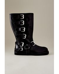 ASRA - Cantaloupe Leather Buckle Biker Boots - Lyst