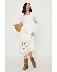 Bl-nk - Cutwork Long-Sleeve 100% Cotton Midi Dress - Lyst