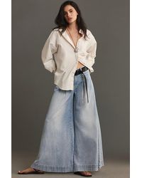 Pilcro - Pleated Palazzo Mid-rise Wide-leg Jeans - Lyst