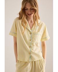 Chelsea Peers - Cotton Butter Stripe Short-Sleeve Shirt - Lyst