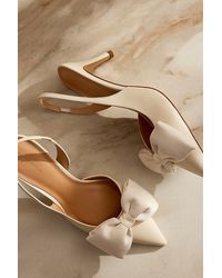 By Anthropologie - Satin Bow Slingback Heels - Lyst