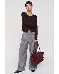 Maeve - The Avery Wide-Leg Pleated Trousers By Brushed Herringbone Edition - Lyst