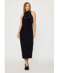 By Anthropologie - Tallulah Velvet Halter Midi Dress - Lyst