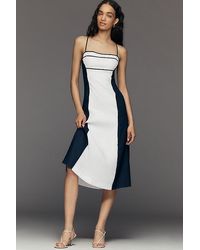 Maeve - Linen-Blend Colourblock Midi Dress - Lyst