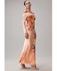 AFRM - Long-Sleeve Off-The-Shoulder Mesh Maxi Dress - Lyst