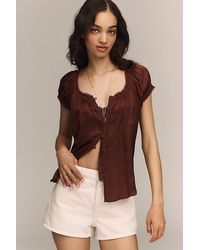 By Anthropologie - The Amber Short-Sleeve Silky Top - Lyst