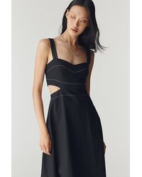 By Anthropologie Embroidered Back-cutout Midi Dress in Grey | Lyst UK