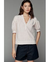 By Anthropologie - The Darcey Popover Swing Top: Linen-Cotton Edition - Lyst
