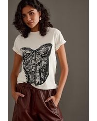 By Anthropologie - Lace Corset Print Baby T-Shirt - Lyst