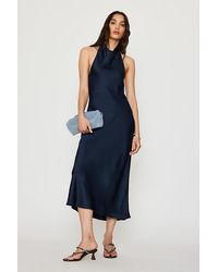 By Anthropologie - Halter Satin Midi Slip Dress - Lyst