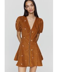 Pilcro - By Anthropologie Puff-Sleeve Corduroy Mini Dress - Lyst