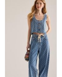 seventy + mochi - Kane Laser Button-Front Denim Vest - Lyst